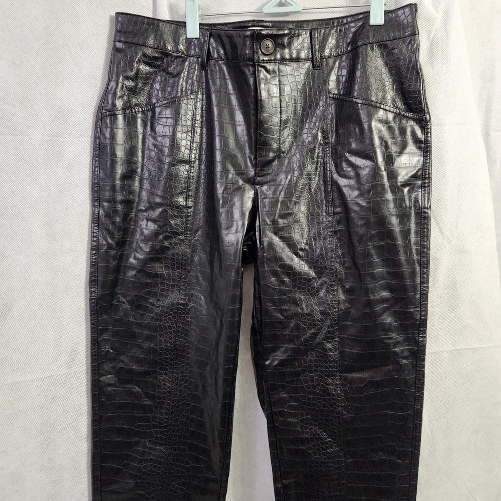 A New Day Women's Relaxed High Rise Ankle Faux-Croc Leather Pants 14 NWT